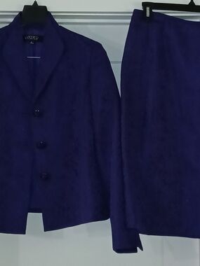 Kasper Women's Rich Purple Two-Piece Blazer and Skirt Set